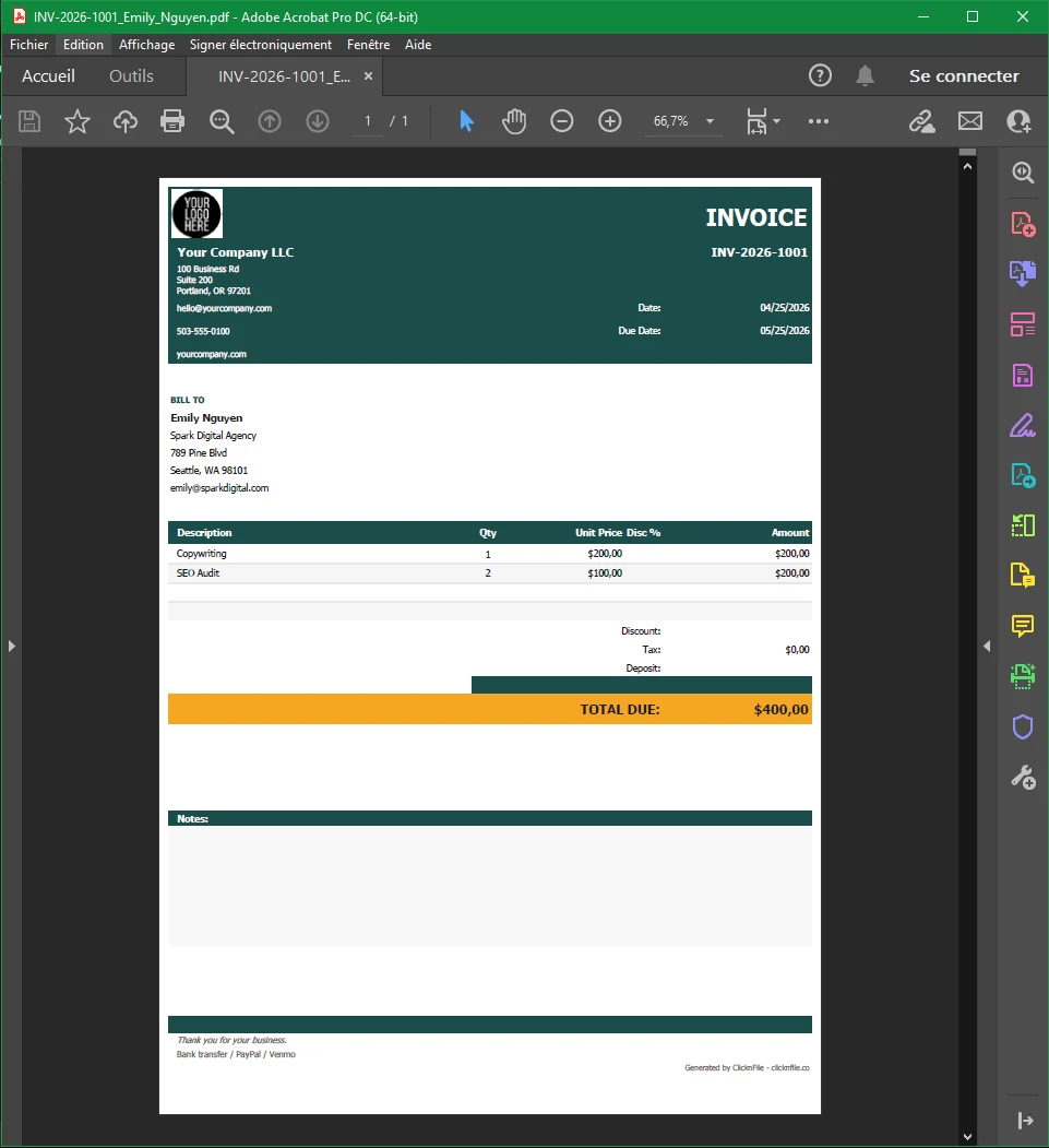 Setup sheet with business info, hex codes, and logo upload